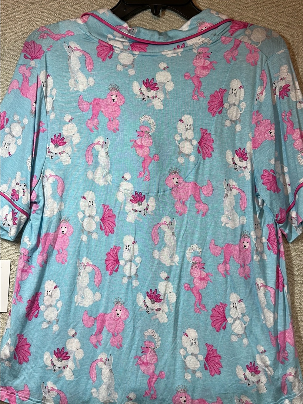 Room Service Pastel Blue & Pink Poodle Pajama set with shirt sleeves M NWT $64 - Picture 7 of 8